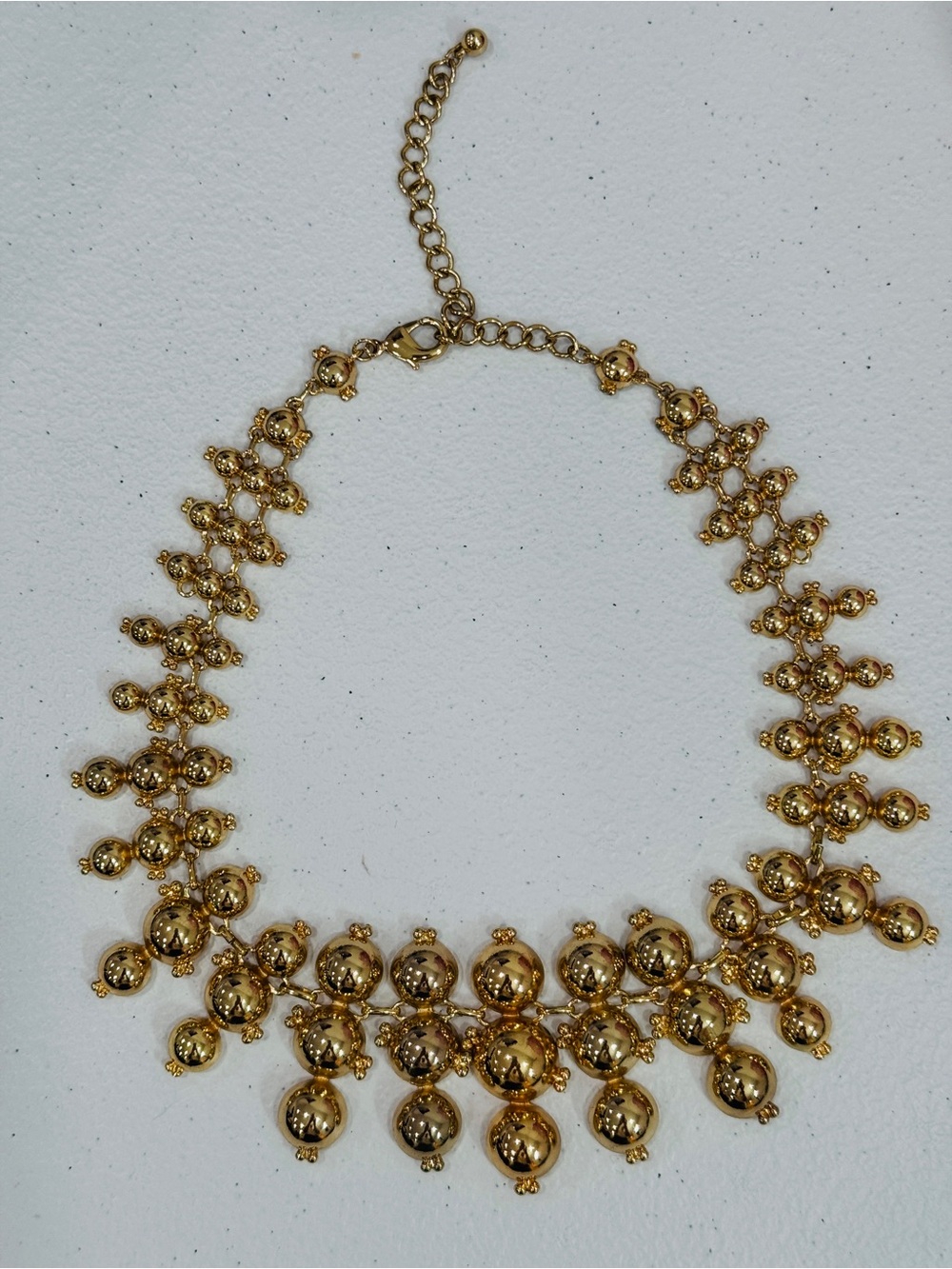 Gold Tone Articulated 3-Tier Round Dome Statement Necklace
